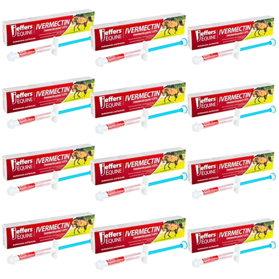Jeffers 1.87% Ivermectin Gel Dewormer for Horses | Apple Flavored | 12 Pack