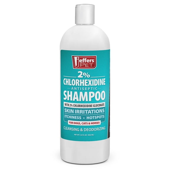 Jeffers 2% Chlorhexidine Antiseptic Shampoo for Dogs, Cats & Horses, 32 oz
