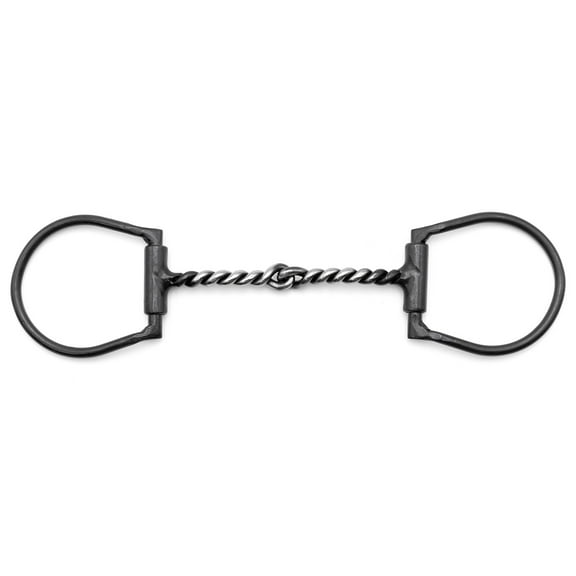 Jeffers Equine Black Steel Offset Dee Horse Bit, 5" Twisted Snaffle Mouth – Durable Training Horse Tack, Western Riding Equipment, Equestrian Accessories, Strong Metal Bit for Control and Balance