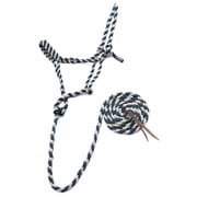 Jeffers Equine Braided Mule Tape Halter with 10' Detachable Lead Rope Set for Horses, 14 to 18 Hands - Stylish Design with Adjustable Poll Strap, Easy to Use Western Tack - Hunter Green & Tan