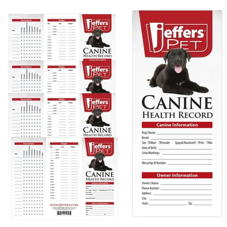 Jeffers Canine Health Records, Five Pack - Health Tracker & Monitor Logbook for Vaccinations, Treatment and Wellness, Includes Owner Info, Veterinary Record Keeper, Dog Care Organizer