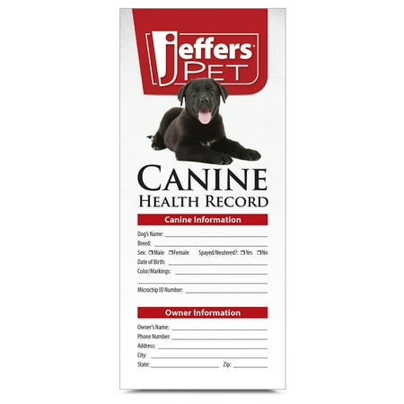 Jeffers Canine Health Records, Single Pack - Health Tracker & Monitor Logbook for Vaccinations, Treatment and Wellness, Includes Owner Info, Veterinary Record Keeper, Dog Care Organizer