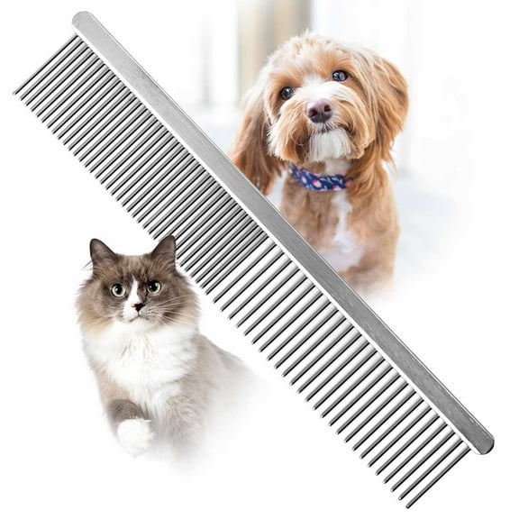 Jeffers Flat Back Pet Grooming Comb for Dogs and Cats, 7.5" Steel
