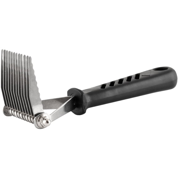 Jeffers Pet Dematting Rake for Dogs & Cats Serrated Blades for Mats, Tangles, Shedding, Thick Undercoat Grooming Tool for Pets, Long Hair, Short Hair, Poodles, Fur Removal, 7" L, 12 Blades