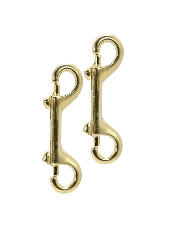 Double Ended Bolt Snaps 4.75", Solid Brass Metal Snap Hooks for Horse Tack, Dog Leash, Rope, Chain, Bucket, Keychain, Lanyard, Camping, Fishing, Outdoor, DIY, Crafts, Hardware - 2 Pack