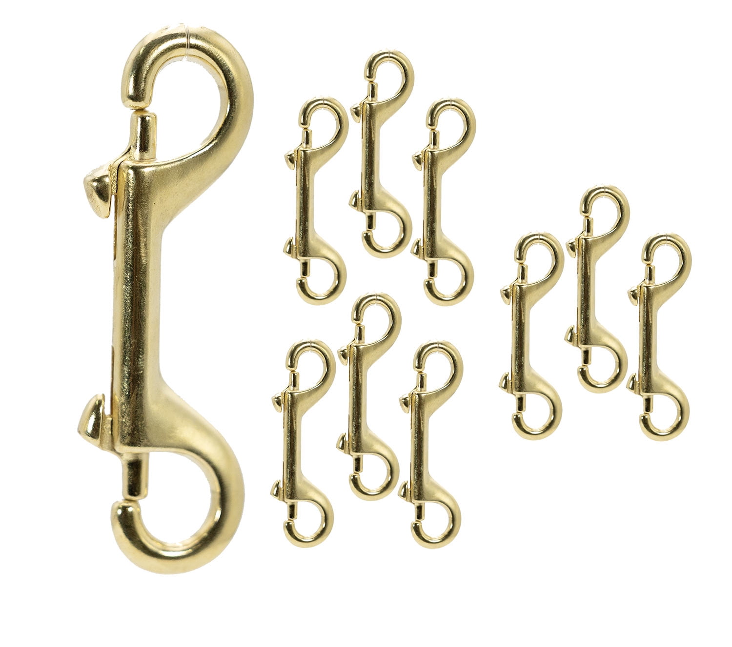 Jeffers Double Ended Bolt Snaps 4.75", Solid Brass Metal Snap Hooks for Horse Tack, Dog Leash, Rope, Chain, Bucket, Keychain, Lanyard, Camping, Fishing, Outdoor, DIY, Crafts, Hardware - 10 Pack