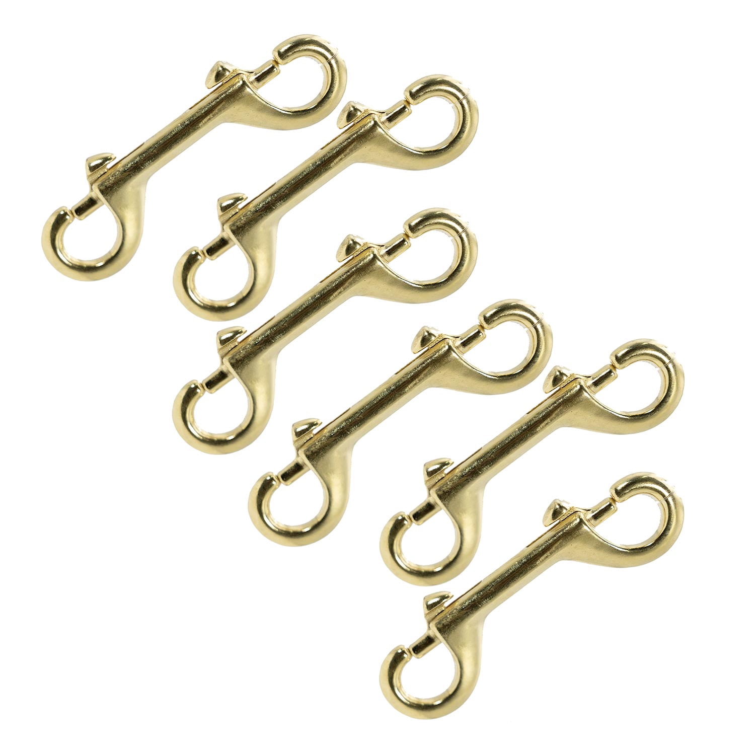 Jeffers Double Ended Bolt Snaps 4.75", Solid Brass Metal Snap Hooks for Horse Tack, Dog Leash, Rope, Chain, Bucket, Keychain, Lanyard, Camping, Fishing, Outdoor, DIY, Crafts, Hardware - 6 Pack
