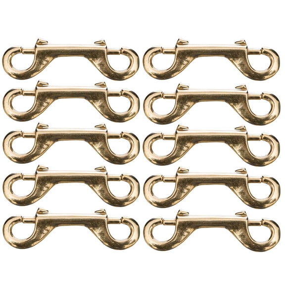 Jeffers Double Ended Bolt Snaps 4.75", Solid Brass Metal Snap Hooks for Horse Tack, Dog Leash, Rope, Chain, Bucket, Keychain, Lanyard, Camping, Fishing, Outdoor, DIY, Crafts, Hardware - 10 Pack