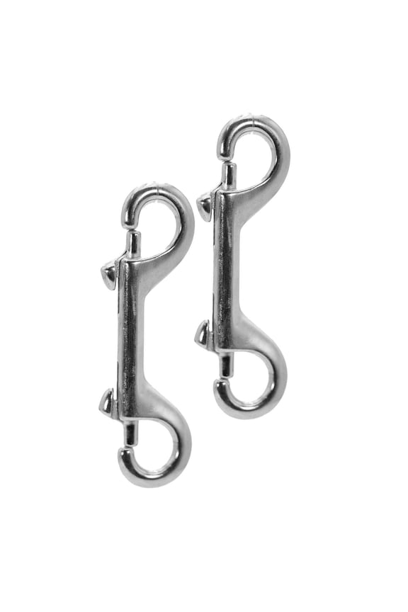 Double Ended Bolt Snaps 4", Nickel Plated Metal Snap Hooks for Horse Tack, Dog Leash, Rope, Chain, Bucket, Keychain, Lanyard, Camping, Fishing, Outdoor, DIY, Crafts, Hardware, Barn - 2 Pack