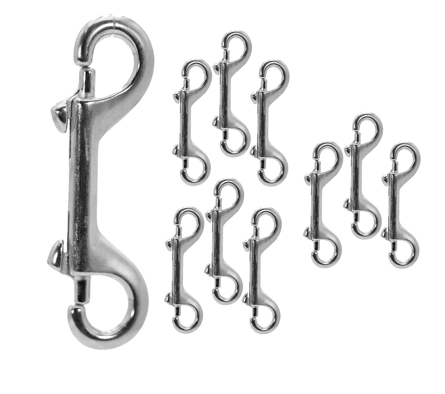 Jeffers Double Ended Bolt Snaps 4", Nickel Plated Metal Snap Hooks for Horse Tack, Dog Leash, Rope, Chain, Bucket, Keychain, Lanyard, Camping, Fishing, Outdoor, DIY, Crafts, Hardware, Barn - 10 Pack