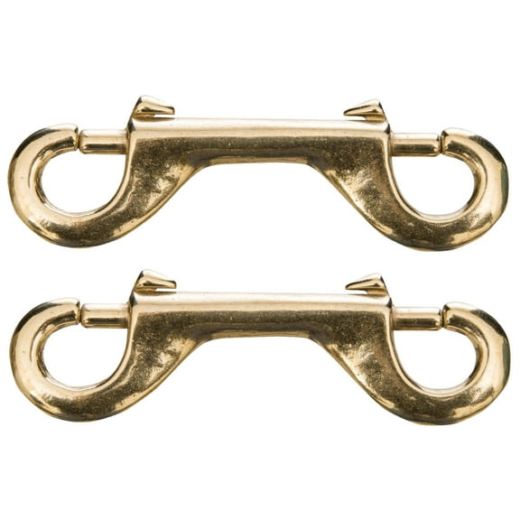 Jeffers Double Ended Bolt Snaps 4", Solid Brass Metal Snap Hooks for Horse Tack, Dog Leash, Rope, Chain, Bucket, Keychain, Lanyard, Camping, Fishing, Outdoor, DIY, Crafts, Hardware - 2 Pack