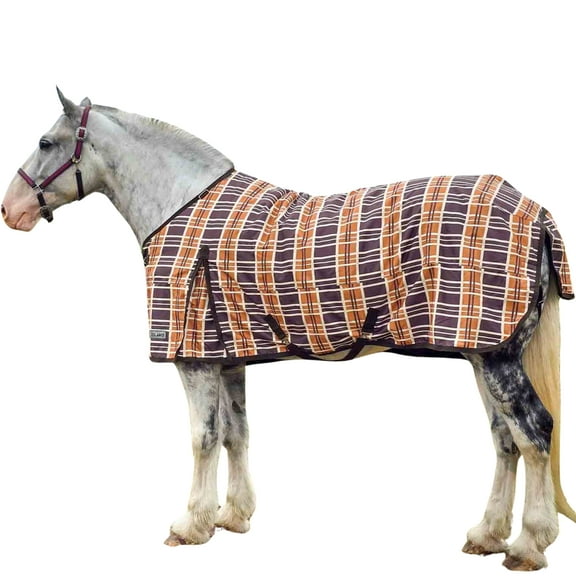 Jeffers Draft Solaris 1200 Denier Standard Neck Turnout Blanket, 2240 Gram Polyfill, Brown & Cream Plaid, 102” - Waterproof, Breathable Horse Blanket, Ideal Protection for Winter, Medium Weight