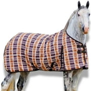 Jeffers Draft Solaris 1200 Denier Turnout Blanket Brown & Cream Plaid 99" - Waterproof, Breathable Horse Blanket with 0g Polyfill, No insulation - Ideal Protection for Wind and Rain, Light weight