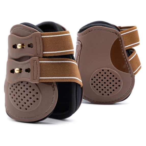 Jeffers Uniquely English Fetlock Boots for Horses, Pair - Breathable Neoprene Horse Leg Protection for Equine Ankles & Lower Leg Support for High Impact Activity & Daily Use - Medium Brown