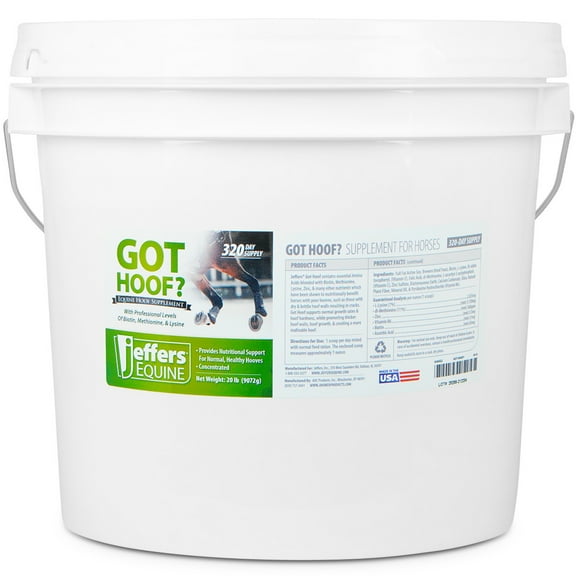 Jeffers Equine "Got Hoof?" Concentrated Horse Powder Hoof Supplement, 20 lbs - Biotin, Methionine, Zinc & Amino Acids for Safe Hoof Growth, Strength, and Dry Hooves - Includes 1 oz Scoop