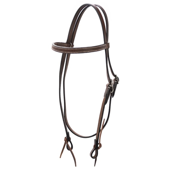 Jeffers Equine Leather Browband Headstall for Horses - Western Bridle Headstall, Adjustable Single Cheek Piece, Water Tie Bit Ends, Classic Leather Horse Tack for Training & Riding - Havana Brown