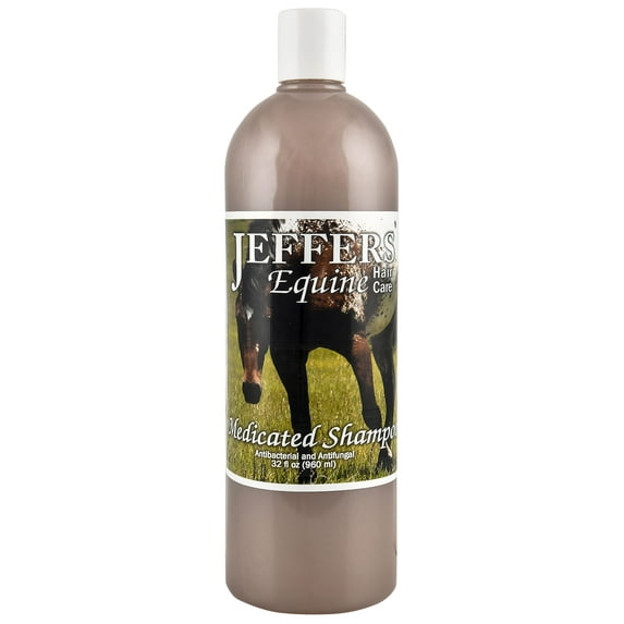 Jeffers Equine Antibacterial & Antifungal Medicated Horse Shampoo 32 Oz – Gentle Coconut Oil Based Grooming Shampoo for Horses, Daily Bathing, Show Prep, Trail, Stable, Coat & Skin Care