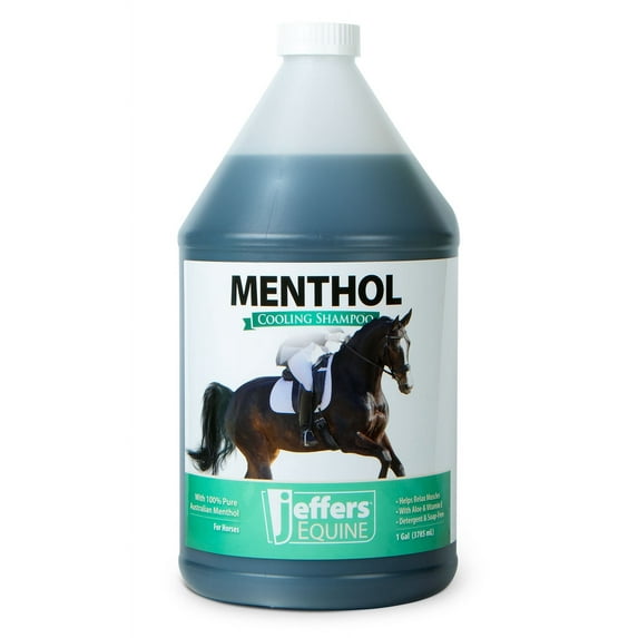 Jeffers Menthol Cooling Horse Shampoo, 128 oz – Soap Free, Detergent Free, Pure Australian Menthol Equine Grooming Shampoo for Horses, Mane, Tail, Coat, Barn, Stable, Muscle Relief, Daily Use