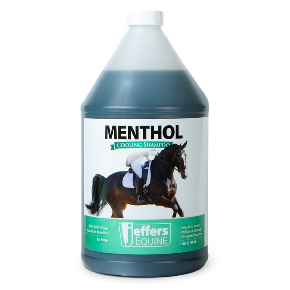 Jeffers Menthol Cooling Horse Shampoo, 128 oz – Soap Free, Detergent Free, Pure Australian Menthol Equine Grooming Shampoo for Horses, Mane, Tail, Coat, Barn, Stable, Muscle Relief, Daily Use
