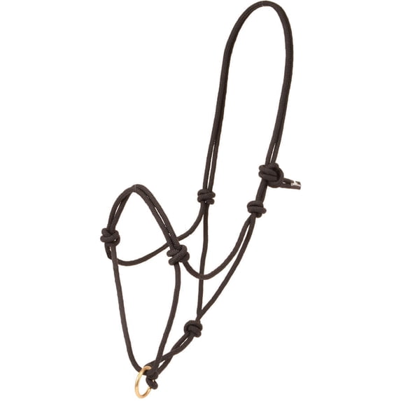 Jeffers Equine Poly Rope Halter for Horses – 3/8 Inch Black Knotted ...