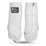 Jeffers Equine Protective Horse Boots 1 Pair White, - Safe Neoprene Leg Guards & Comfortable Fit, Durable Strap Closures, Front & Hind Support, Equestrian Accessories for Travel & Riding - Small