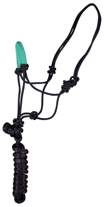 Jeffers Equine Solid Nose Poly Rope Halter with 7' Lead, Tan