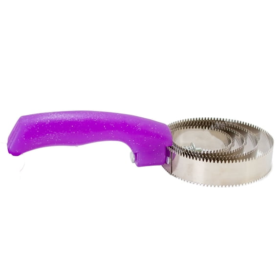 Jeffers Equine Sparkle Grip Reversible Curry Comb for Horses, Stainless Steel Spring Horse Grooming Comb for Shedding, Bathing & Coat Care, Dual Tooth Grooming Tool w/ Rotating Flexible Head - Purple