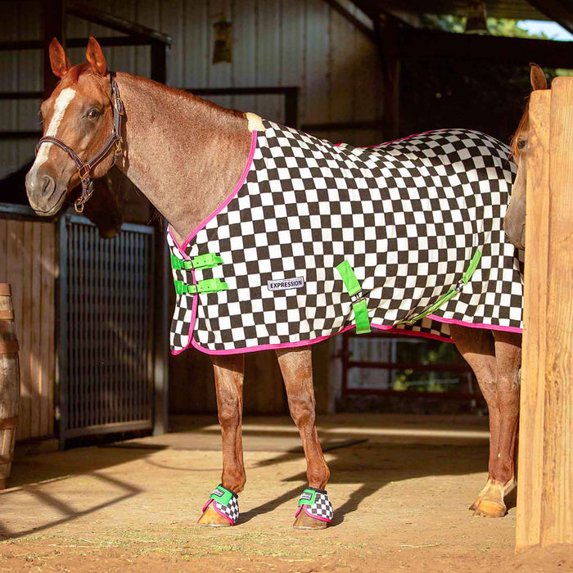 Jeffers Expression Fleece Horse Cooler, Standard Neck, 84", Skater Cowgirl Pattern
