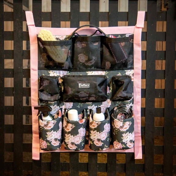 Jeffers Expression Trailer Door Caddy, Rose Garden – Equestrian Tack Organizer for Horse Supplies, Grooming Tools, Water Bottle – Padded Pockets with Hanging Straps for Stalls & Barns