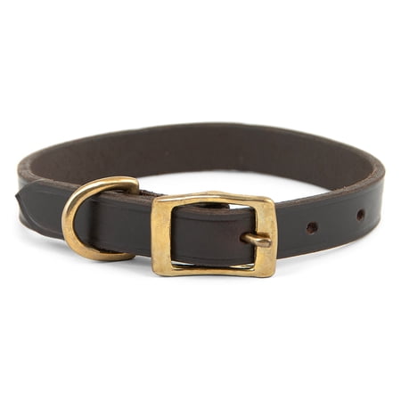 Jeffers Pet Flat Leather Dog Collar with Brass Hardware - Chestnut 3/4" x 15"