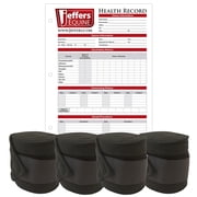 Jeffers Horse Fleece Polo Wraps 4 Pack and Equine Health Record 1 Pack Kit   Leg Wrap Accessories for Training Riding Turnout Stable, Hoof Care Tracker, Equestrian Horse Supplies - Black