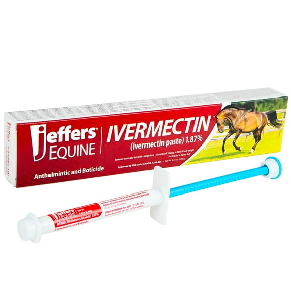 Jeffers Ivermectin Gel Dewormer for Horses - Apple Flavored, 1.87% Broad Spectrum Dewormer Paste - Effective Parasite Control for Worms, Pinworms, Bots & More - Safe for Equine of All Ages- 1 Pack