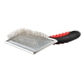 thumbnail image 1 of Jeffers Pet Non Slip Slicker Grooming Brush – Soft Flexible Pins, Red & Black Handle. Detangling Grooming Tool for Dogs & Cats w/ Short, Long, Thick & Curly Coats, Easy Storage, Travel Size - Large, 1 of 2