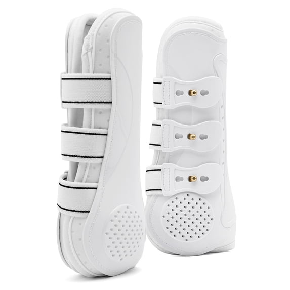 Jeffers Uniquely English Open Front Tendon for Horses, Pair, Large - Ventilated Neoprene Horse Leg Protection for Tendons & High Impact Support, Jumping & Competition Riding Equine Boots - White
