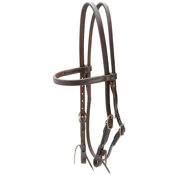 Jeffers LuxeLeather Heavy Oiled Leather Browband Headstall with Water Tie Bit Ends for Horses - Adjustable Western Horse Bridle Headstall, Harness Leather Tack for Riding Training Trail - Full Size