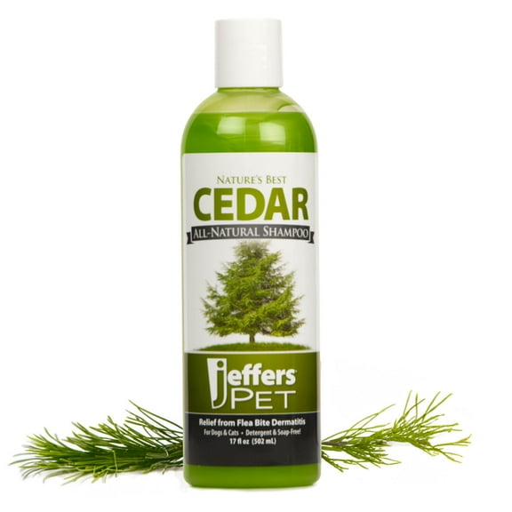Jeffers Pet Nature’s Best Cedar All Natural Shampoo for Dogs & Cats, 17 Oz - Soap & Detergent Free Shampoo with Cedar Oil, Aloe & Vitamins, Pet Grooming Bath Cleanser With Cedar Scent, Made in USA