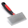 thumbnail image 1 of Jeffers Pet Non Slip Slicker Grooming Brush – Soft Flexible Pins, Red & Black Handle. Detangling Grooming Tool for Dogs & Cats w/ Short, Long, Thick & Curly Coats, Easy Storage, Travel Size - Medium, 1 of 7