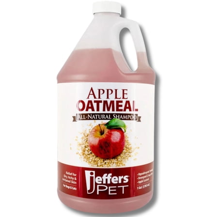 Jeffers Pet Apple Oatmeal Pet Shampoo for Dogs & Cats, 1 Gallon - Hypoallergenic, Tearless, Natural, Soap Free, Detergent Free, Best for Sensitive Skin, Dry Itchy Skin Relief, Fresh Apple Scent