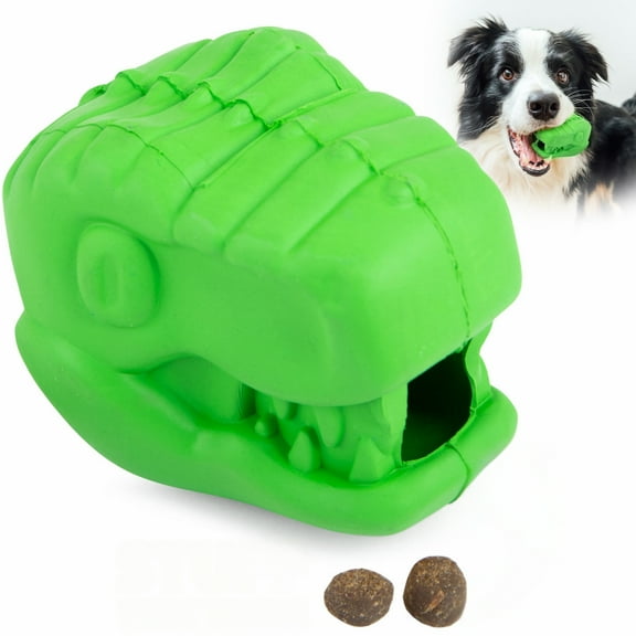 Jeffers Natural Rubber Dog Chew Toy, T-Rex Shape, Small, Green, Durable & Fun