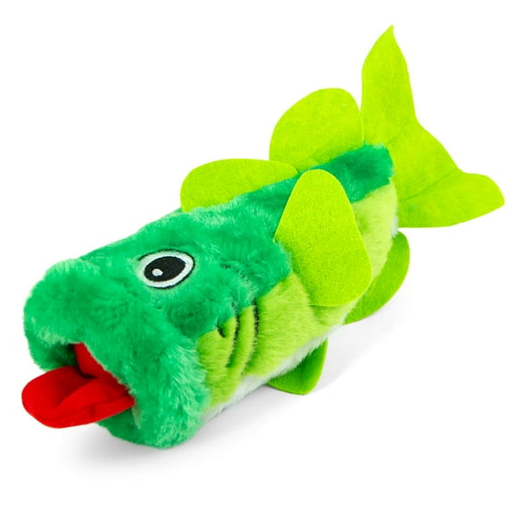 Jeffers Plush Squeaky Dog Toy, Big Mouth Fish Design, 9 Inch, Green – Crinkle Soft Toy