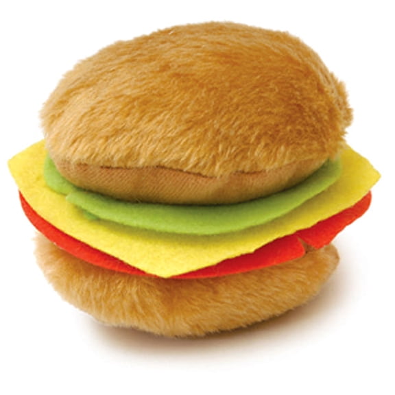 Jeffers Pet Plush American Grill Time Cuisine Dog Toys – 4.5" Squeaky Hamburger Plush Toys for Dogs – Chew, Cuddle, Interactive Play, Soft Durable Fabric, Puppy Gift, Christmas Stocking Stuffer