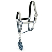 Jeffers Poplar Head Horse Halter and Lead Rope Set, Full Size – Fleece Lined Padded Nylon Adjustable Halter for Horses – Equestrian Training Tack Gear for Riding, Trail, Ranch, or Stable Use