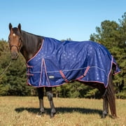 Jeffers Poplar Head Origin 600 Denier Turnout Blanket | 240 Gram Polyfill | Waterproof, Breathable, Horse Blanket for Cold Weather | Navy with Star Print, Adjustable Straps, Fits 72"