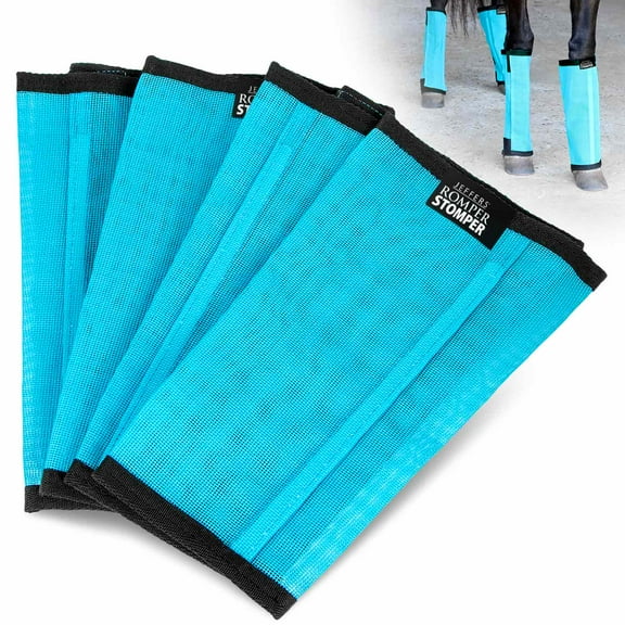 Jeffers Romper Stomper Breathable Fly Boots for Horses, Small, 4-Pack, Turquoise