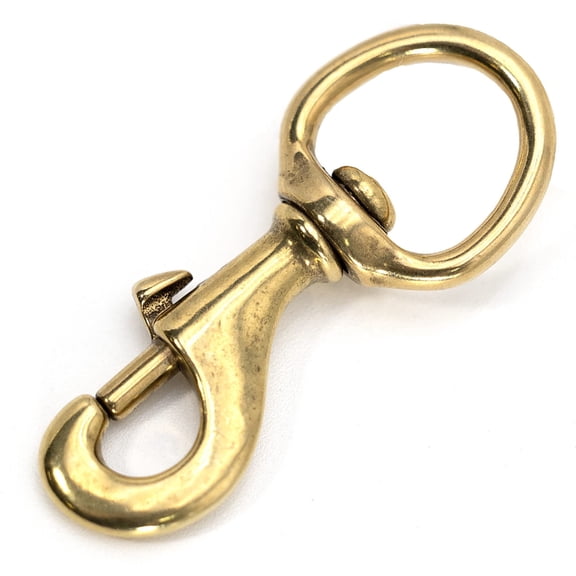 Jeffers Round Eye Bolt Snaps Brass Plated Hardware Fasteners for Barn, Home, Garden, Buckets, Ropes, Leashes, Chains, Carabiners, Straps, Hooks, Leads, Pets, Backpack, Keychain Lanyard - 1 Pack