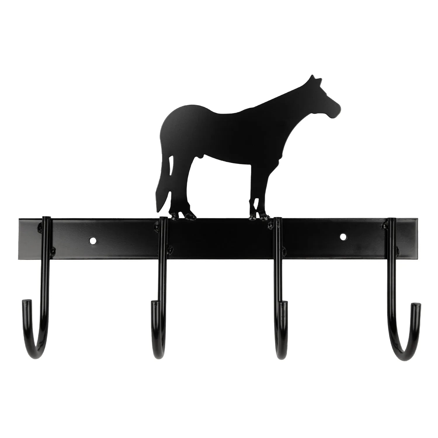 Rope Halter Display Rack Jeffers Wall Mount 4 Hook Horse Tack Rack, Horse Standing - Black Metal ...