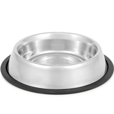 Jeffers No Skid / No Tip Stainless Steel Pet Bowl | 1 Quart | 77050 - Extra - Wide Rubber Base for Dogs & Cats | Durable, Non- Toxic, Rust Resistant & Dishwasher Safe
