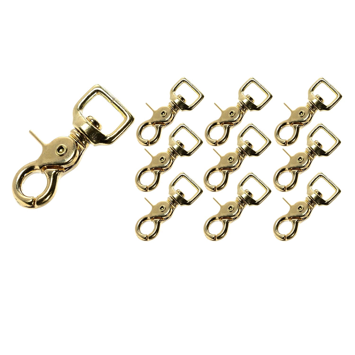 Jeffers Solid Brass Trigger Snap with Square Swivel Eye – Heavy Duty Zinc Plated Clip for Tack, Dog Leash, Rope, Horse Tack, Farm, Pet, Backpack, Hardware, Home Use - Brass A, 5/8" - 10 pack