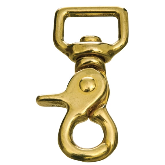 Jeffers Solid Brass Trigger Snap with Square Swivel Eye – Heavy Duty Zinc Plated Clip for Tack, Dog Leash, Rope, Horse Tack, Farm, Pet, Backpack, Hardware, Home Use - Brass A, 5/8" - 1 pack
