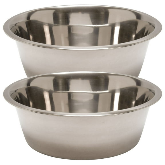 Jeffers Pet Standard Weight Stainless Steel Bowls for Dogs, Cats, Puppies, Kittens, Food & Water, Durable Feeding Dish, Travel, Camping, Indoor Outdoor Use, Dishwasher Safe - 5 Quart 2 Pack